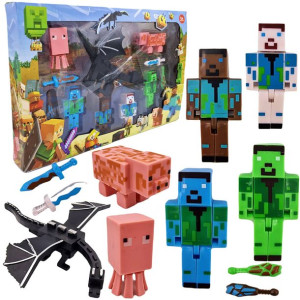 MINECRAFT Duży Zestaw Figurek + Akcesoria