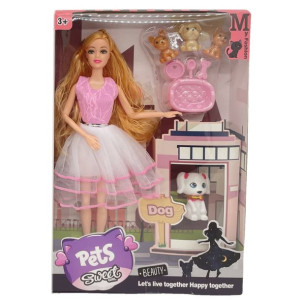 Zestaw Lalka ze zwierzątkiem + akcesoria