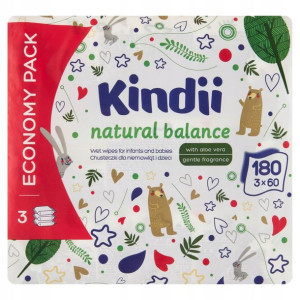 Kindii Chusteczki Nawilżane Dla Niemowląt 3x60 szt