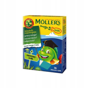 Mollers Omega-3 Rybki Żelki Smak Owocowy 36 sztuk