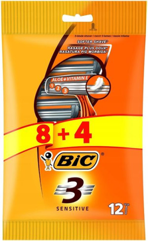 Bic 3 Sensitive Jednoczęściowe Maszynki 8+4
