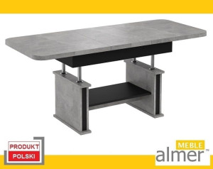 Ławostół Ława Stół L02 rozkładana 130(+40)x80 beton jasny czarny