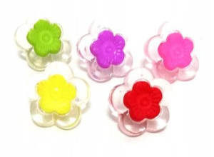 Guziki kwiaty 14 mm stopka mix kolor 5 szt