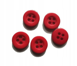 Guziki czerwone 11,5 mm 4 otwory 10 szt.
