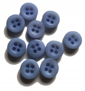 Guziki jasno niebieskie 9 mm 4 otwory 10 szt.