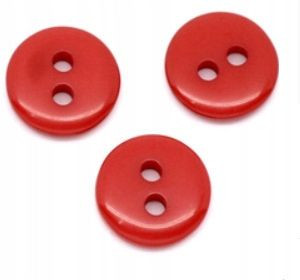 Guziki czerwone 11,5 mm 2 otwory 10 szt.