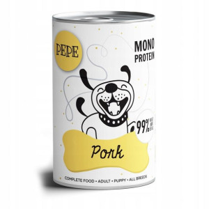 Paka Zwierzaka Karma Mokra Dla Psa Monobiałkowa Wieprzowina 400g 99% Pepe