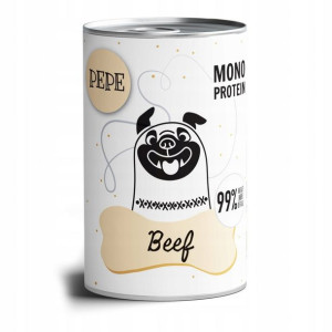 Paka Zwierzaka Karma Mokra Dla Psa Monobiałkowa Wołowina 400g 99% Pepe