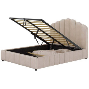 Łóżko tapicerowane 180x200 LB-149 z pojemnikiem, beż welur