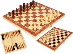 Drewniane Szachy Warcaby Tryktrak 34 Cm Prezent D