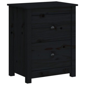 Szafka nocna, czarna, 50x35x61,5 cm, lite drewno sosnowe