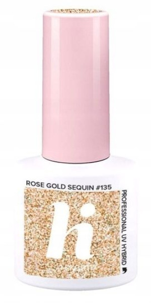 HI HYBRID Lakier Hybrydowy 135 Rose Gold Sequin