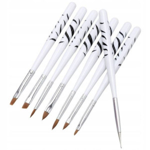 Zestaw Pędzelków Do Paznokci Żelu Zebra 8 Szt