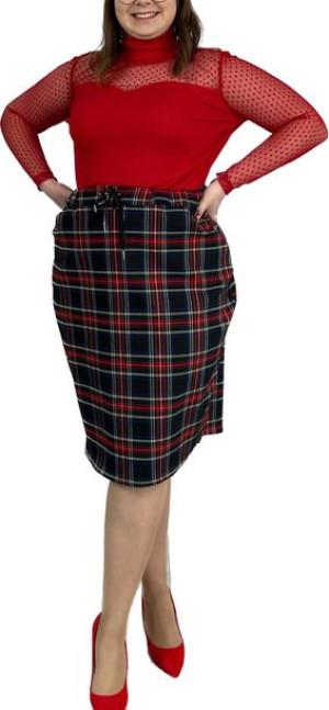 Elegancka Spódnica W Kratę Plus Size Diva Czarna