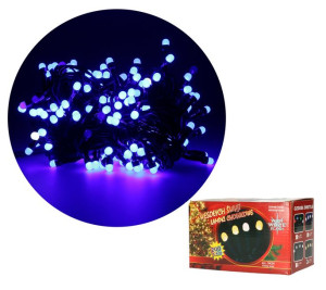 Lampki choinkowe kulki 200 LED barwa niebieska zimny flash 15m zewnętrzne