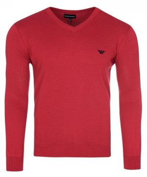 Emporio Armani sweter męski gładki czerwony XXL