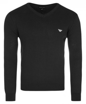 Emporio Armani sweter męski gładki czarny M
