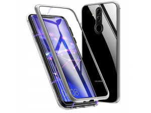 Etui magnetyczne szklane Dr.Fit dwustronne do Huawei Mate 20 Lite Srebrne