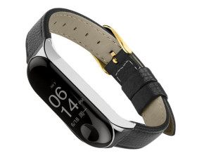 Pasek Alogy skóra leather band do Xiaomi Mi Band 3/4 Czarny