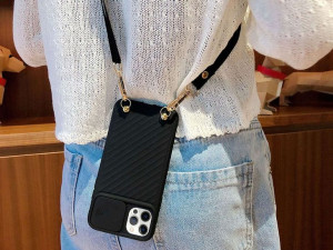Etui ochronne CrossBody Alogy z paskiem na ramię do iPhone 12 Pro Max Czarn
