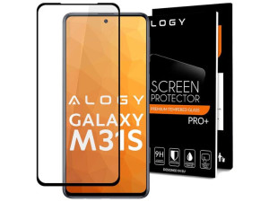 Szkło Alogy Full Glue case friendly do Samsung Galaxy M31s Czarne
