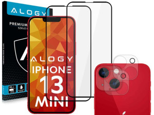 2x Szkło Alogy Full Glue FC + 2x Szkło na obiektyw kamerę do iPhone 13 Mini