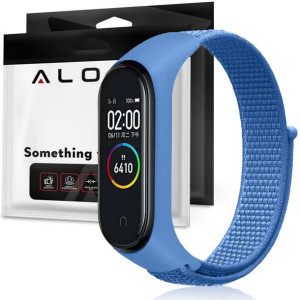 Pasek opaska Alogy nylon strap do Xiaomi Mi Band 5/ 6/ 6 NFC Niebieski