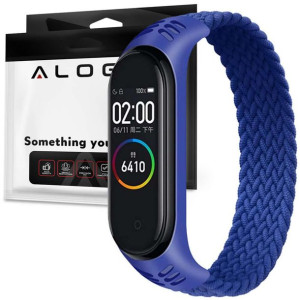 Pasek Alogy Solo Loop nylon strap do Xiaomi Mi Band 5/ 6/ 6 NFC Niebieski