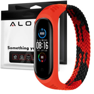 Pasek Alogy Solo Loop nylon strap do Xiaomi Mi Band 5/ 6/ 6 NFC Czerwono-cz