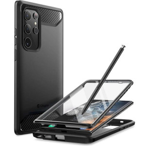 Etui ochronne z szybką Supcase Clayco Xenon do Samsung Galaxy S22 Ultra Bla