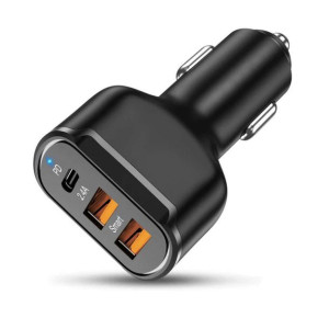 Ładowarka samochodowa Alogy do auta 2x USB + USB-C Type C PD  2.4A Czarna