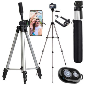 Statyw tripod Alogy lekki z pilotem i torbą uchwyt na smartfon, telefon, ap