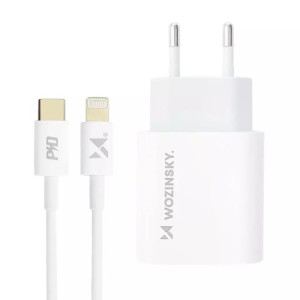 Wozinsky szybka ładowarka sieciowa EU USB Typ C Power Delivery 20W + kabel