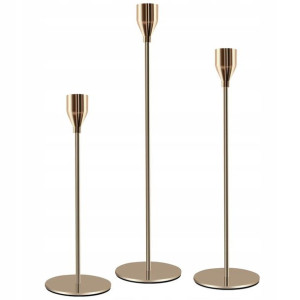 Świecznik Złoty Zestaw 3 Szt Loft Gold Metalowe