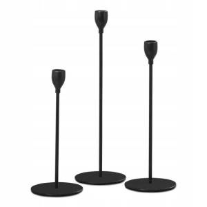 Świecznik Czarny Zestaw 3 Szt Loft Black Metalowe