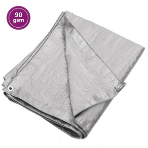 Plandeka, 90 g/m², 4x4 m, szara, HDPE