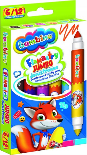 Bambino Flamastry Dwustronne Jumbo Zestaw 6 Sztuk