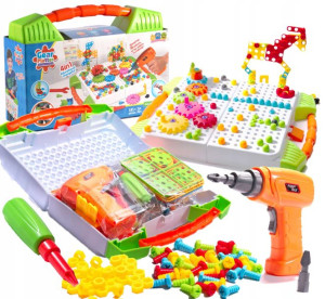 Puzzle Klocki W Walizce 4w1 Wkrętarka 181 El.