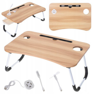 Składany stolik pod laptopa podstawka USB do łóżka
