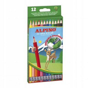 Alpino Kredki Ołówkowe Z Gumką 12 Kolorów