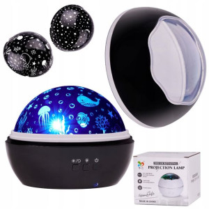 Lampka Nocna Projektor Gwiazd Led 2w1 Usb Obrotowa