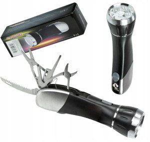 Niezbędnik Kierowcy Multitool Scyzoryk Latarka 8w1