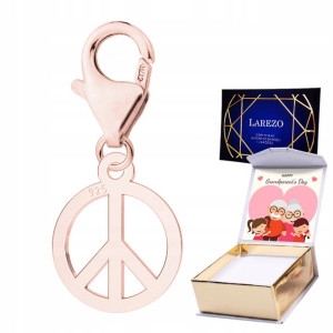 Zawieszka + NADRUK Pacyfka Peace różowe złoto 925
