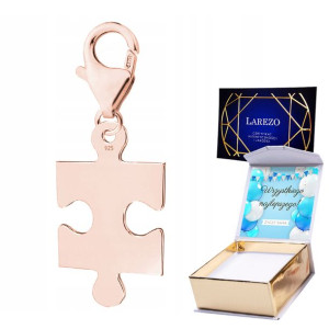 Zawieszka + NADRUK różowe złoto Puzzel srebro 925
