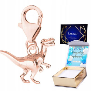 Zawieszka + NADRUK różowy Dinozaur srebro 925