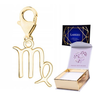 Zawieszka + NADRUK złoty znak zodiaku Panna srebro