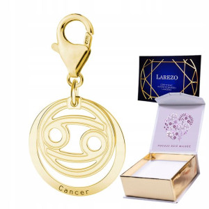 Zawieszka + NADRUK złoty znak zodiaku Rak srebro