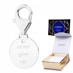 Zawieszka wisząca Never Give Up srebro 925