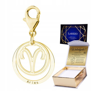 Zawieszka złota + GRAWER Zodiak Baran srebro 925