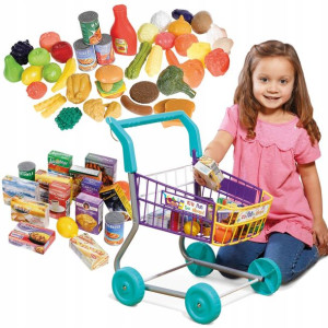 Casdon Wózek sklepowy z zakupami 48 cm+Zestaw produktów spożywczych do zaba